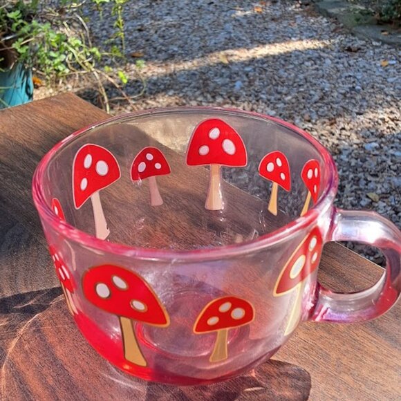 Sheffield Home Dining Glass Mushroom Mug with Silicone Topper, Red/Beige/White - Picture 8 of 10